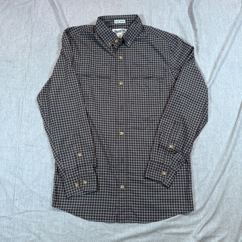 Duluth Trading Company Shirt Mens Small Plaid Untucked Vented‎ Button Down